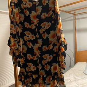 Betsy Johnson floral Bell Sleeve baby doll dress